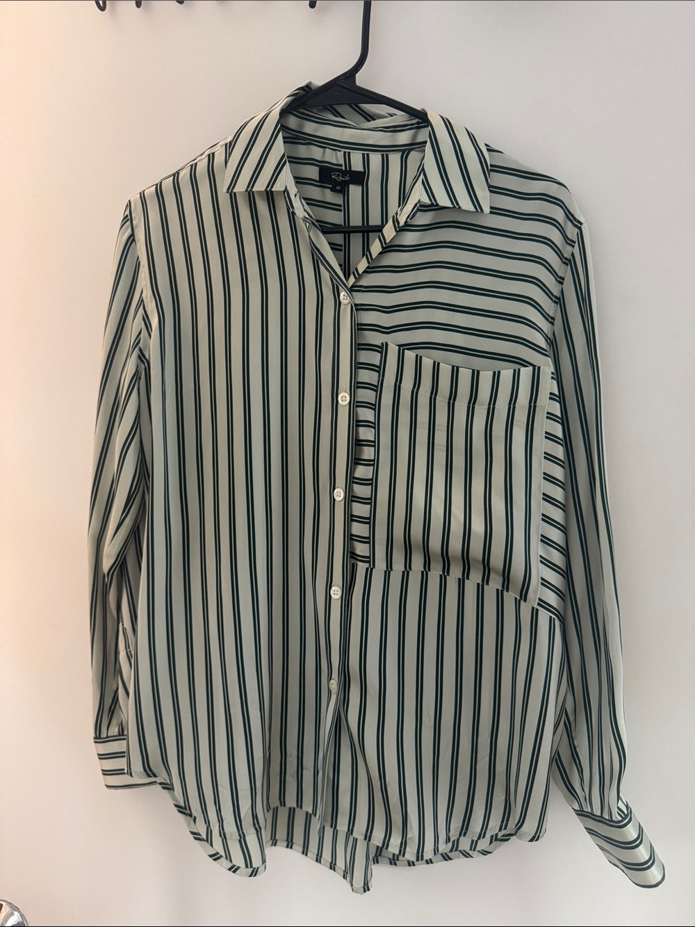 Rails Green & White Vertical Stripe Button-Down Shirt